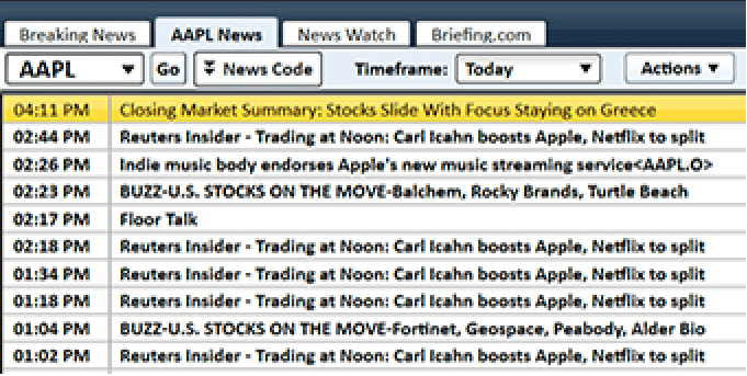 real-time news screen