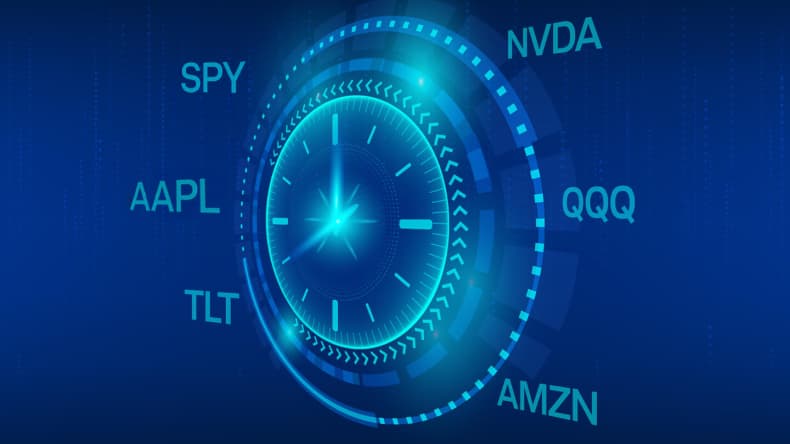 Image showing stock symbols SPY, AAPL, TLT, NVDA, QQQ, and AMZN