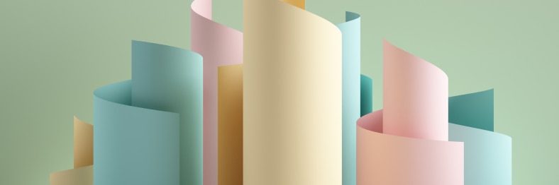 Photo of colorful cylinders.