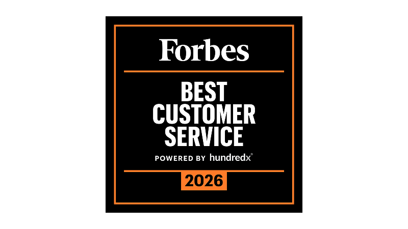 Forbes award badge: Best Customer Service, 2026