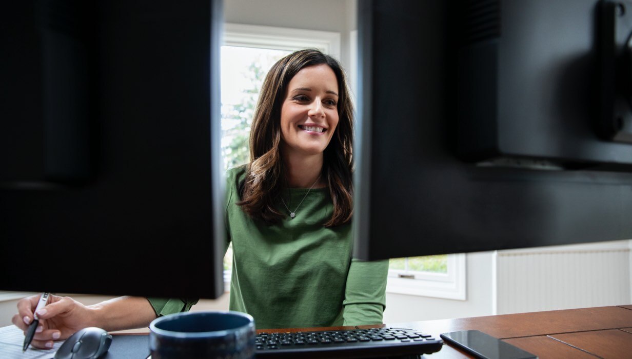 Woman at a computer