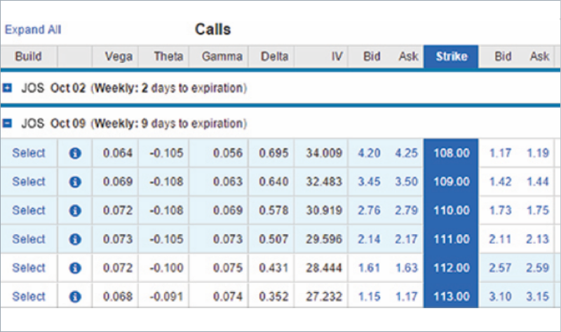 Options Chains Screenshot