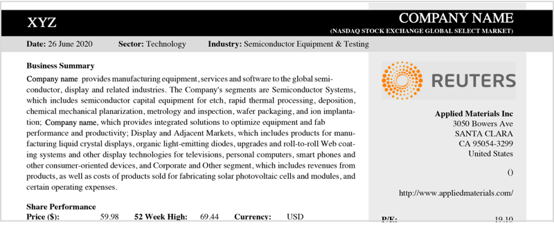 Sample Reuters report