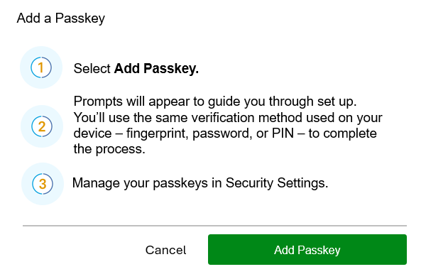 'Add a Passkey' view