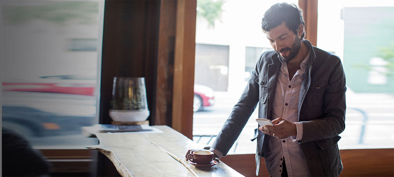 Man at coffee counter