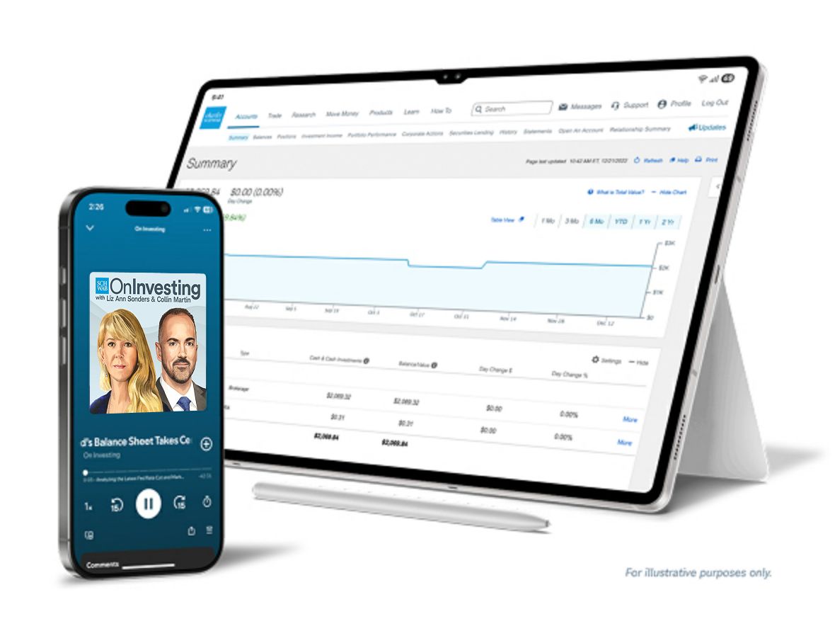 Investing product screen on mobile and tablet