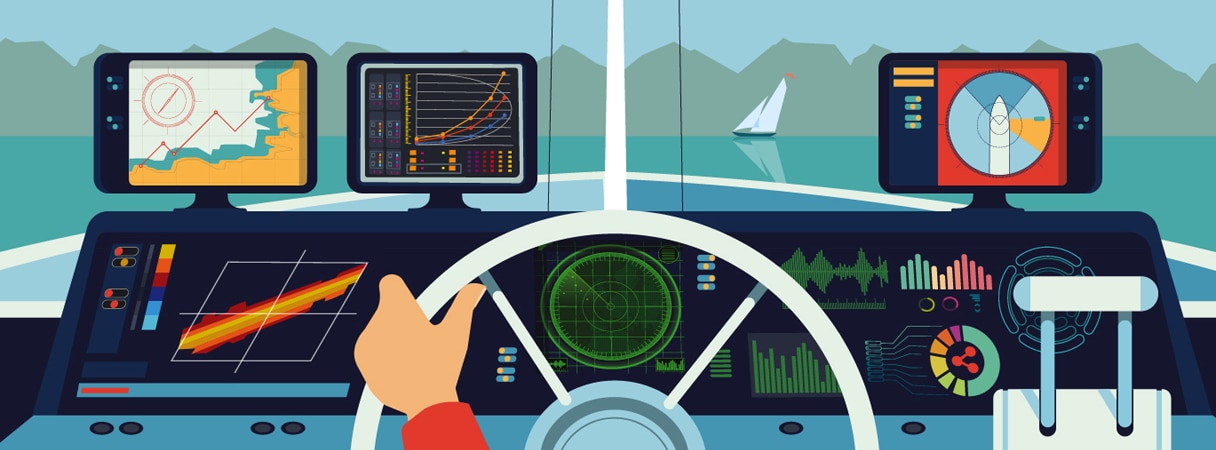 Illustration of a boat control center